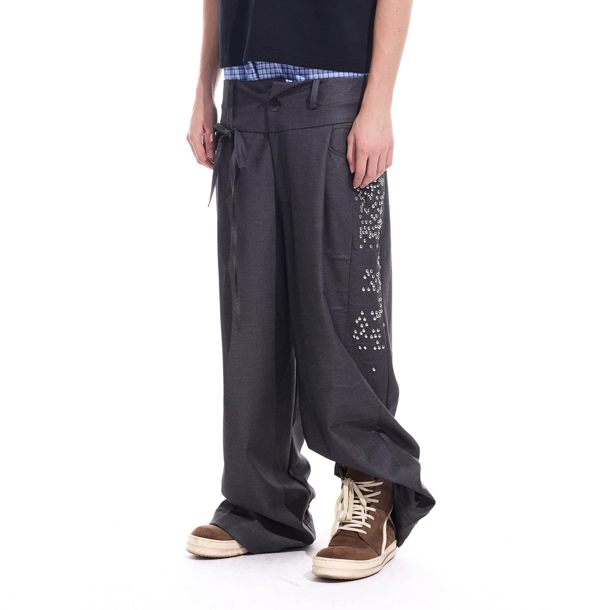 WHISTLEHUNTER Studded-Side Strap Straight-Leg Pants