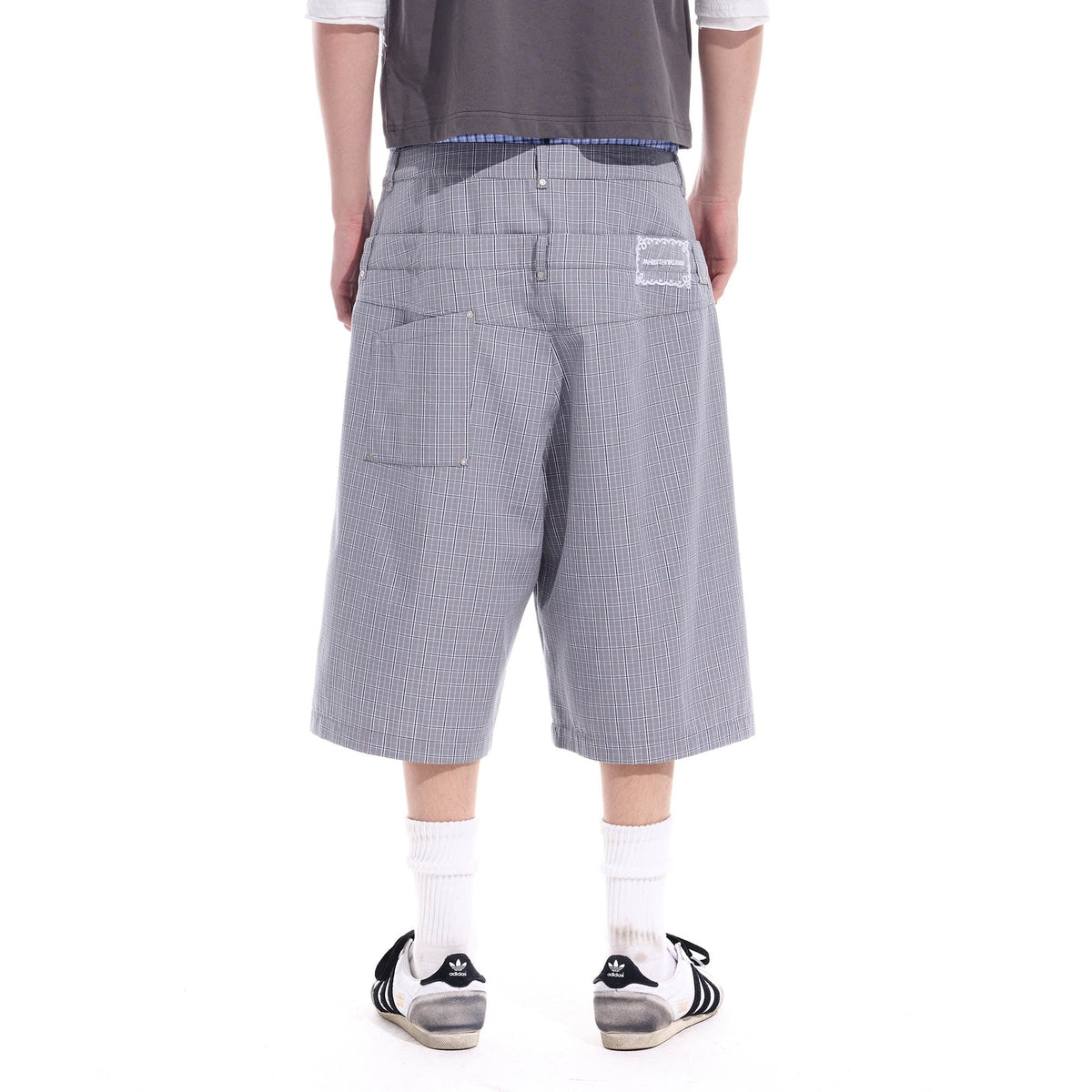 WHISTLEHUNTER Plaid Double-Waist Strap Shorts