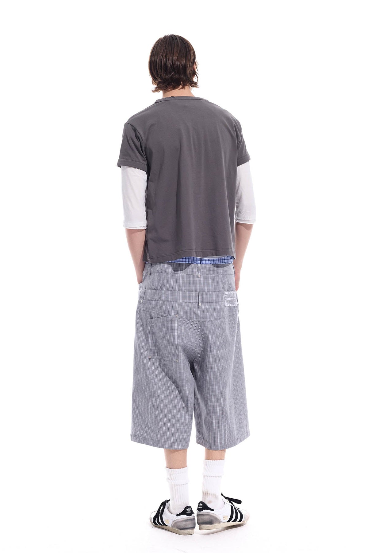 WHISTLEHUNTER Plaid Double-Waist Strap Shorts
