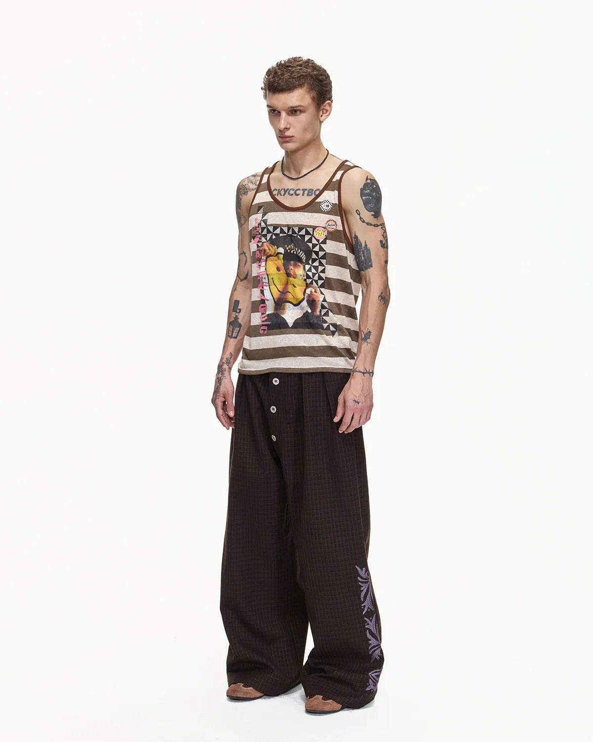 EMO Check-jacquard Wide Leg Trouser