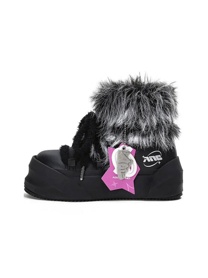 Black Short Insulated Snow Boots