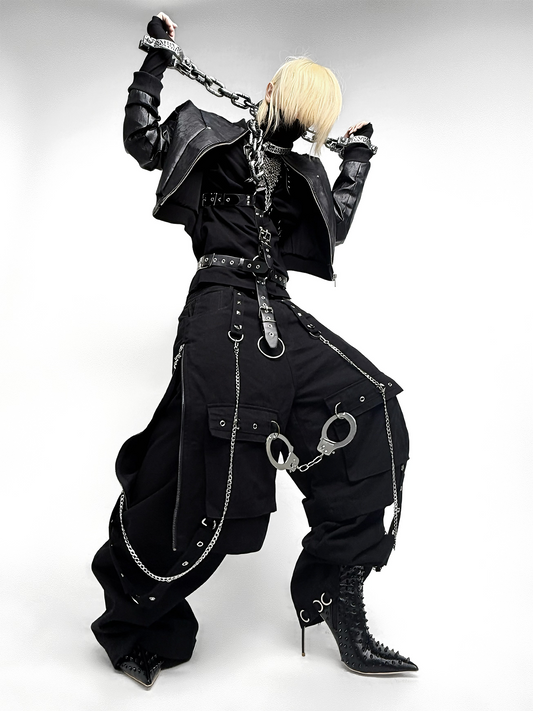 TH4SWE Punk Chain-Strap Cargo Pants