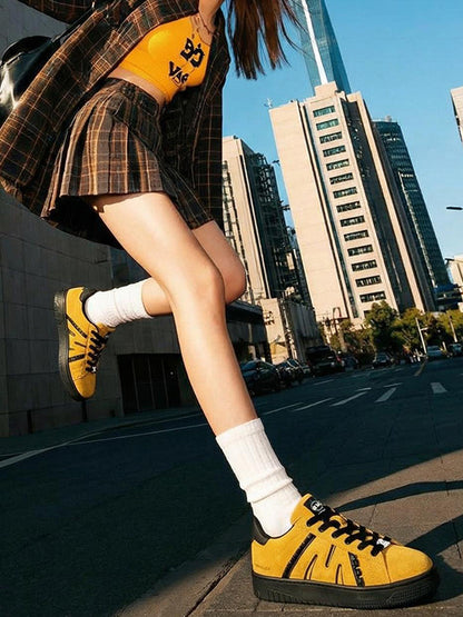 Suede Platform Sneakers with Three Lace Sets