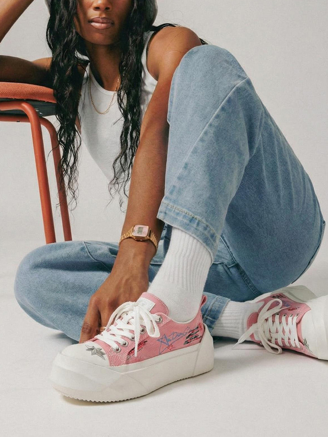 Graffiti Print Canvas Platform Sneakers