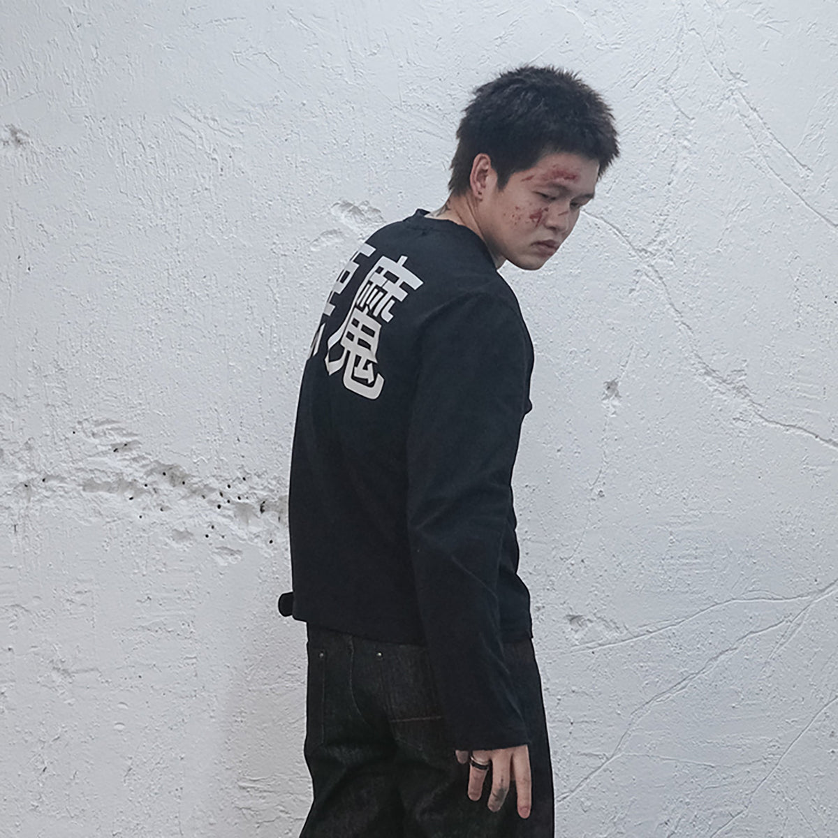 UNDERWATER Demon Slashed Cotton Long Sleeve Tee Black