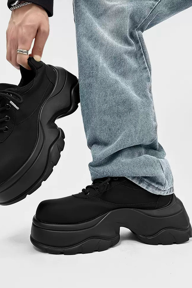 Black Chunky Platform Derby Sneakers