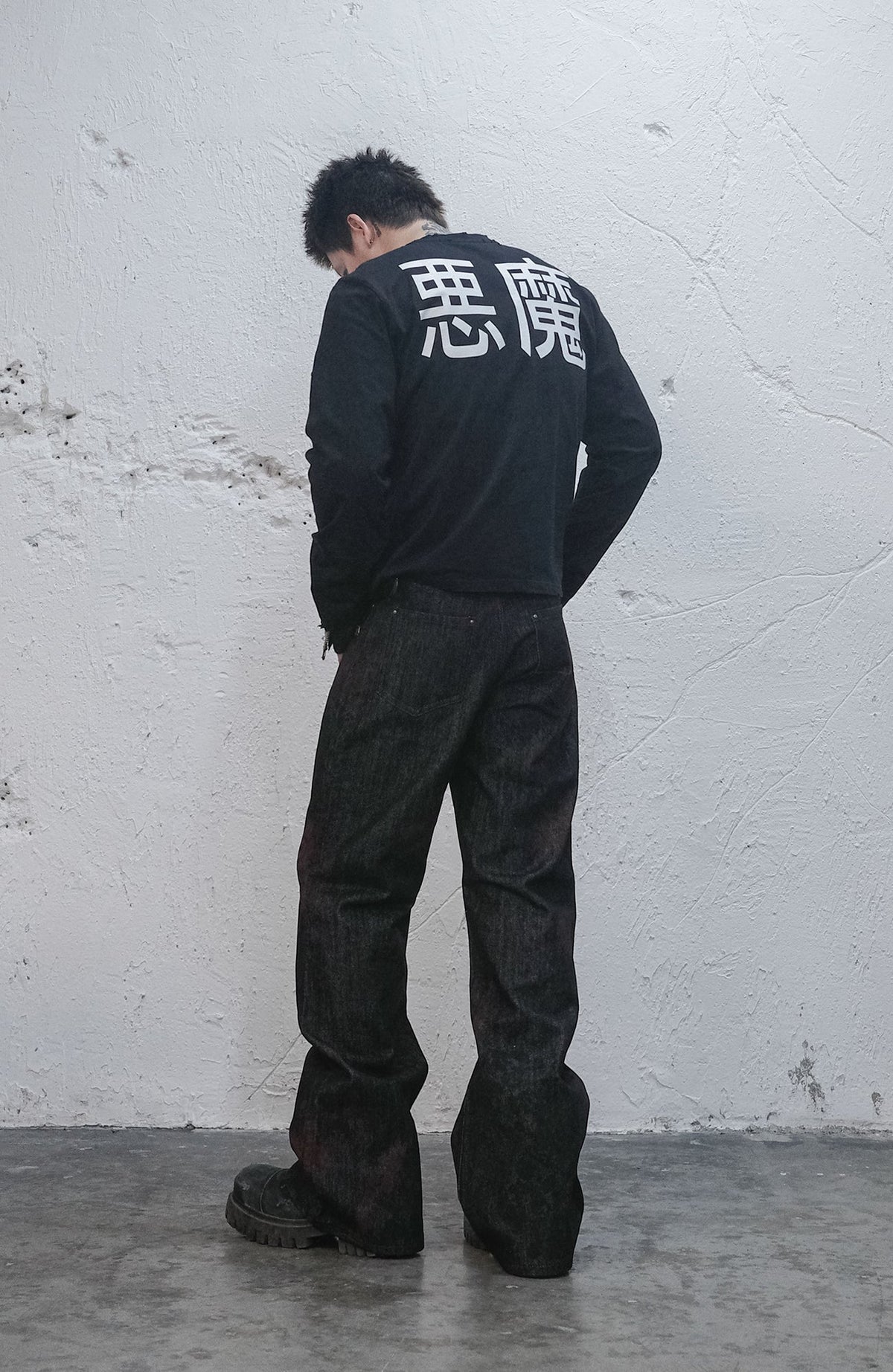 UNDERWATER Demon Slashed Cotton Long Sleeve Tee Black