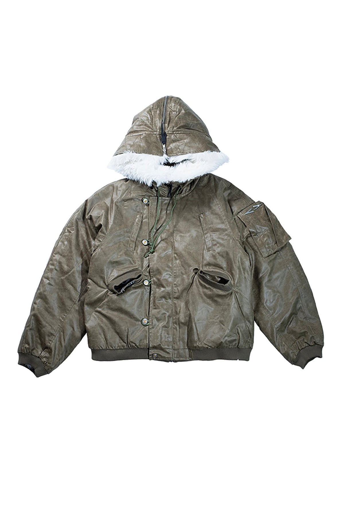 FVVO Faux Fur Liner Hooded Bomber Jacket
