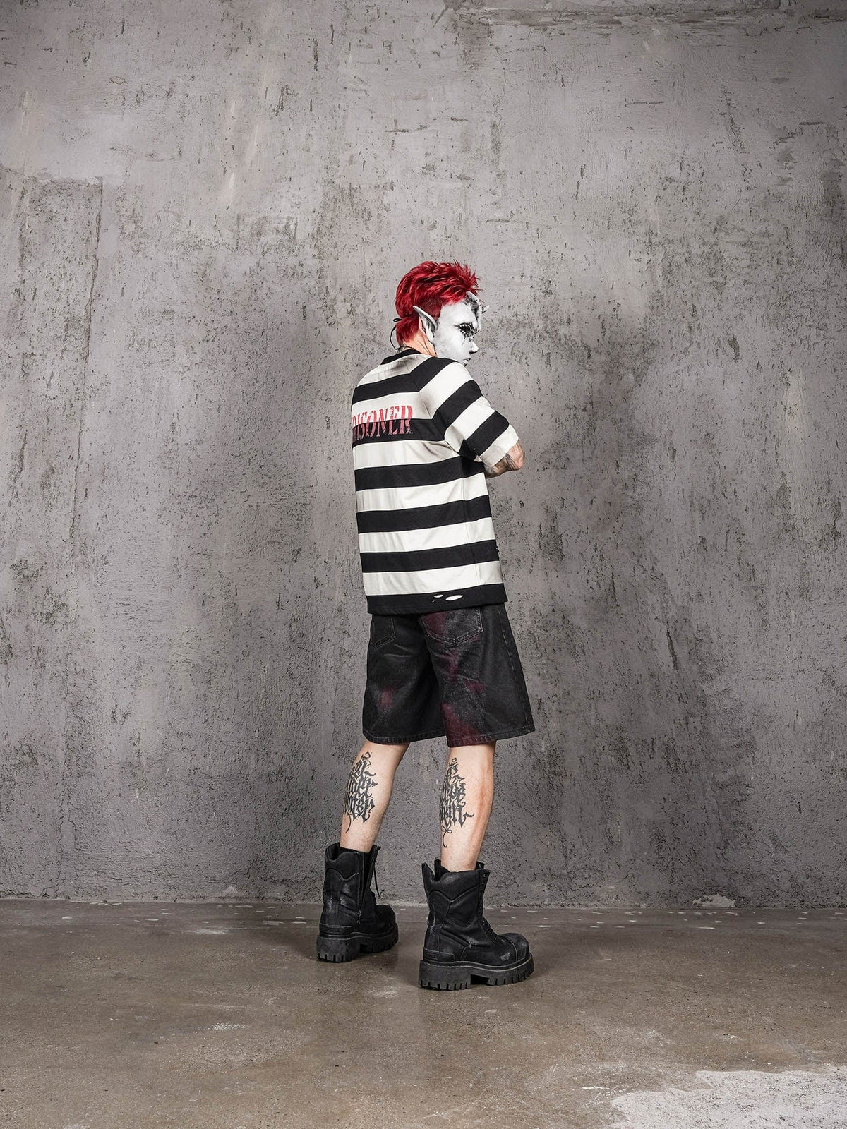 UNDERWATER The Jailbird Distressed Striped T-Shirt