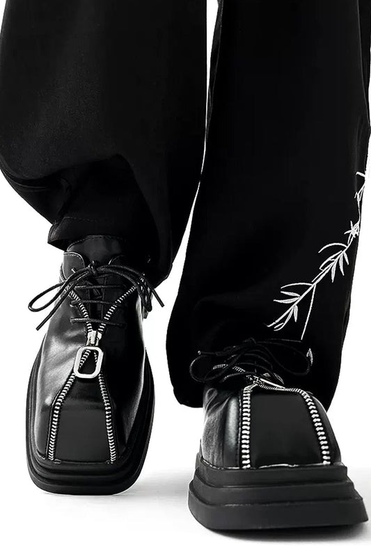 Punk Zipper Platform Derby Shoes - EU Only