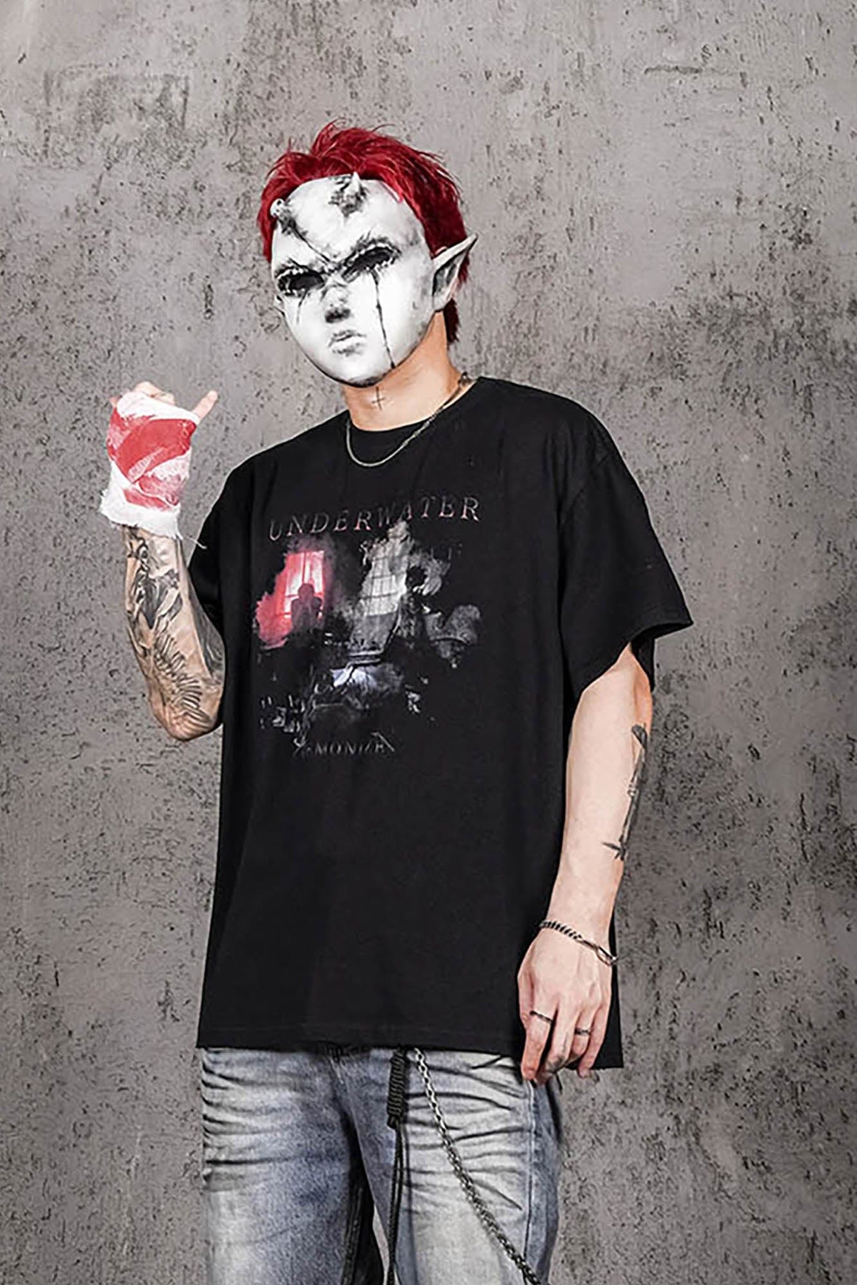 UNDERWATER Demonize Faded Graphic T-Shirt