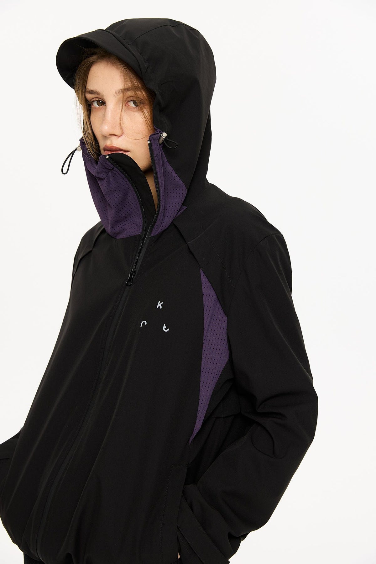 KREATE Asymmetric-Zip Teflon Hooded Jacket