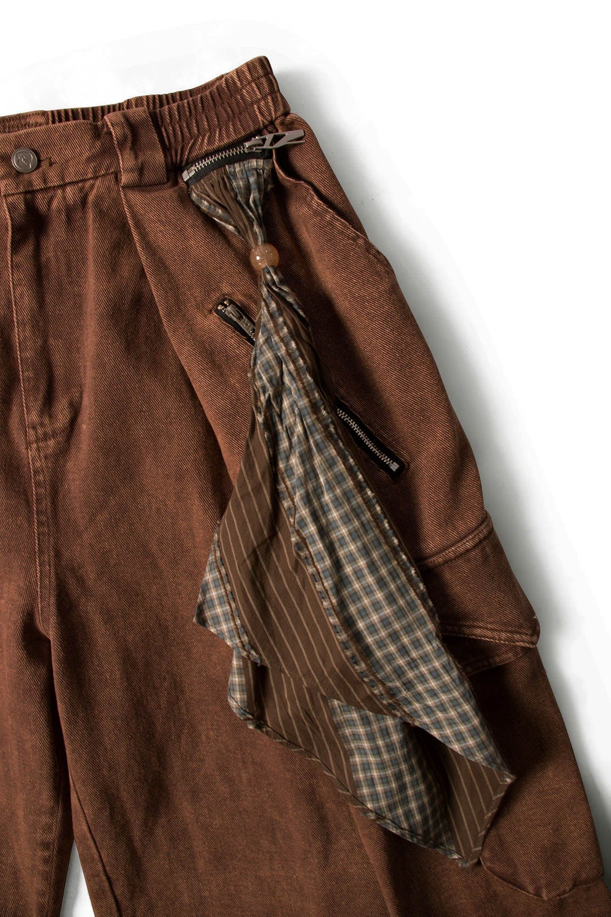 RELABEL Detachable Scarf Washed Multi-Pocket Wide-Leg Shorts