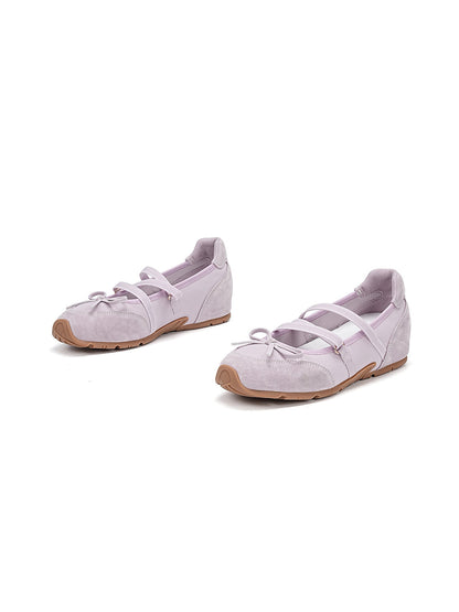 Mary Jane Ballet Sneakers With Bow Detail