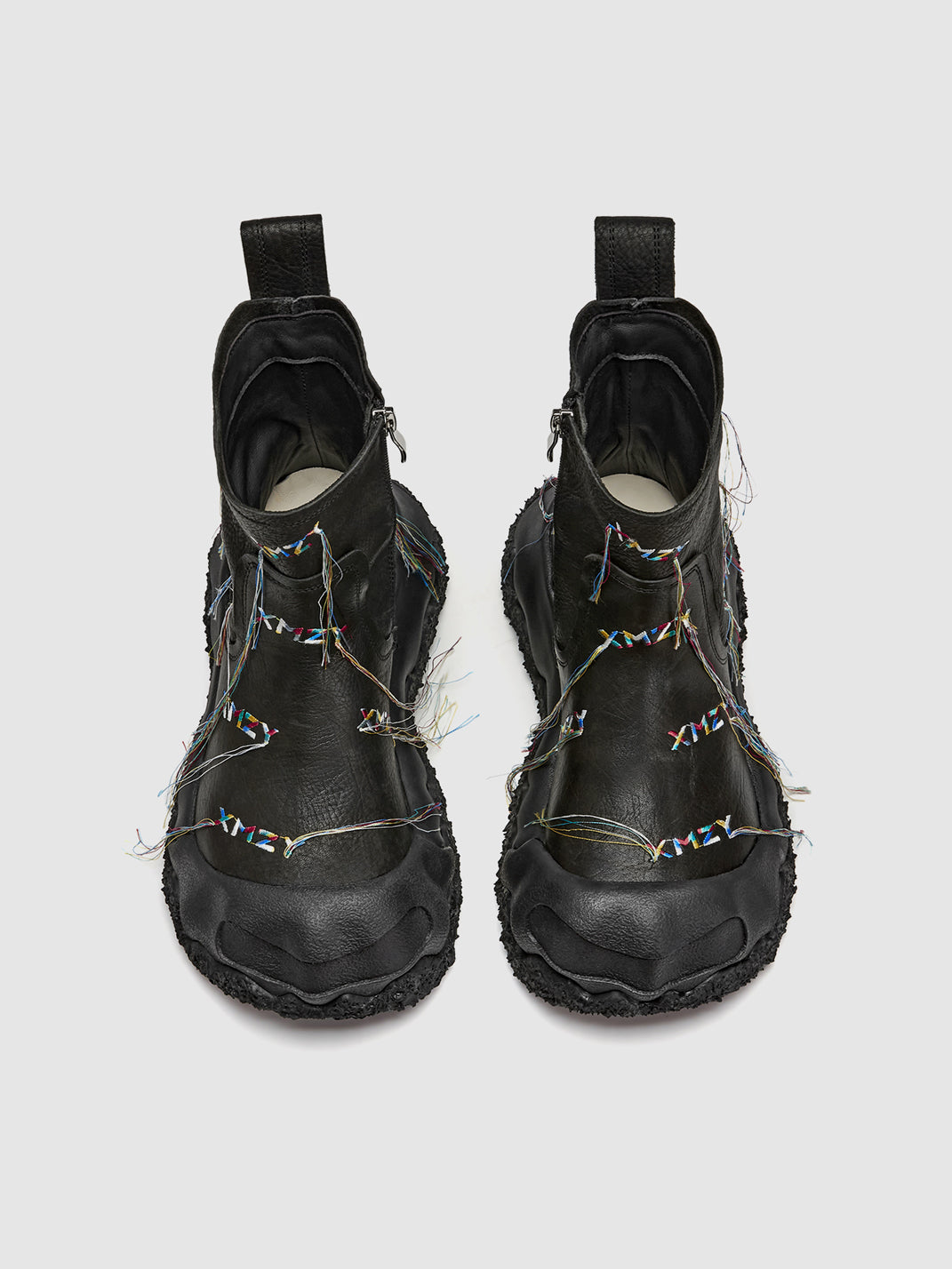 Black Geometric Planet Fringe Western Ankle Boots