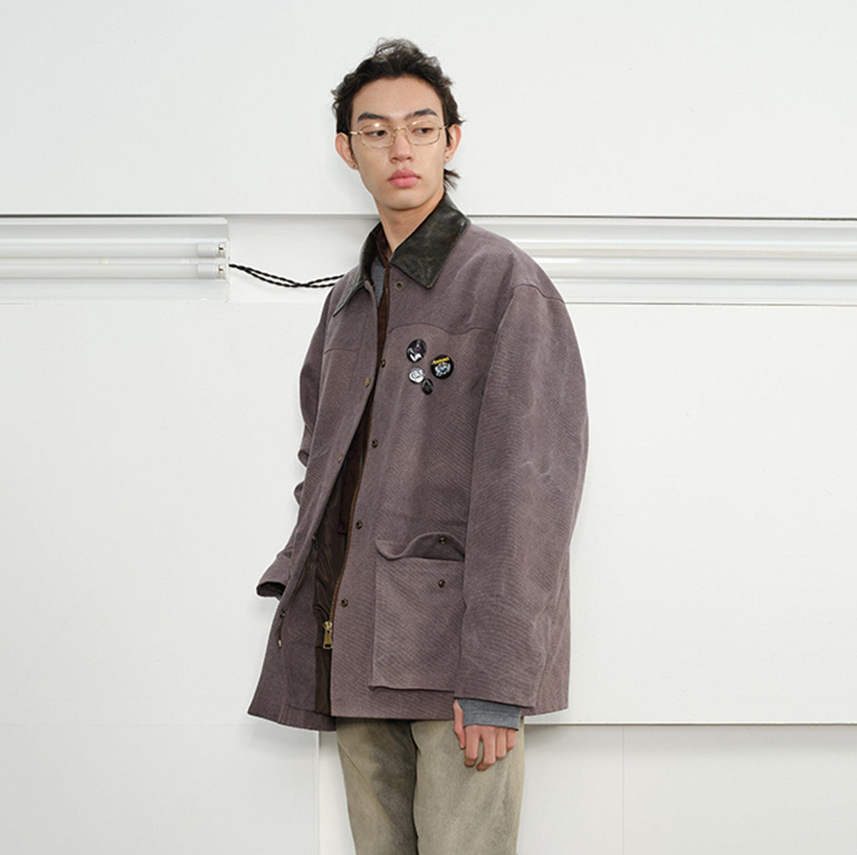 KREATE Aged Canvas Spliced Big-Pocket Jacket