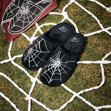 BLACK8MOB Spiderweb Embroidered Slippers