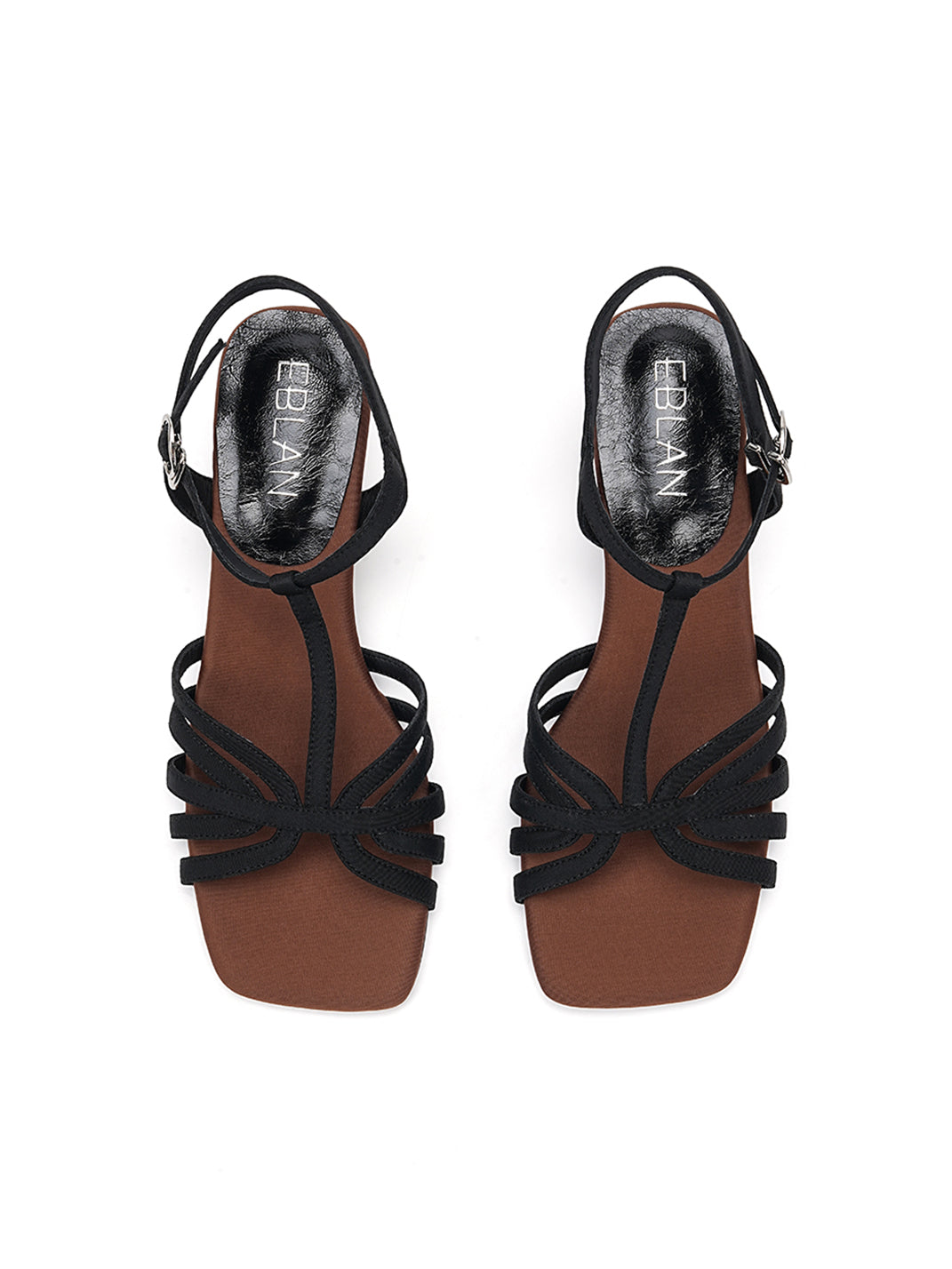 Strappy T-Strap Sandals With Sculptural Cone Heel
