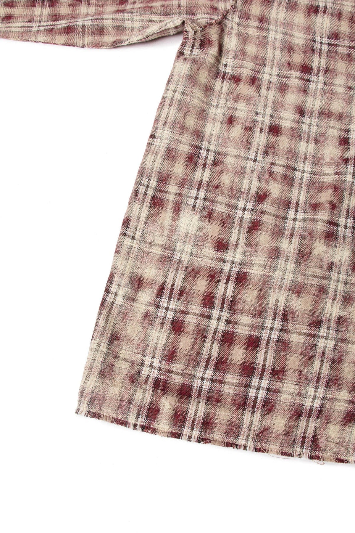RELABEL Tie-dye Plaid Dual Closure Frayed Shirt