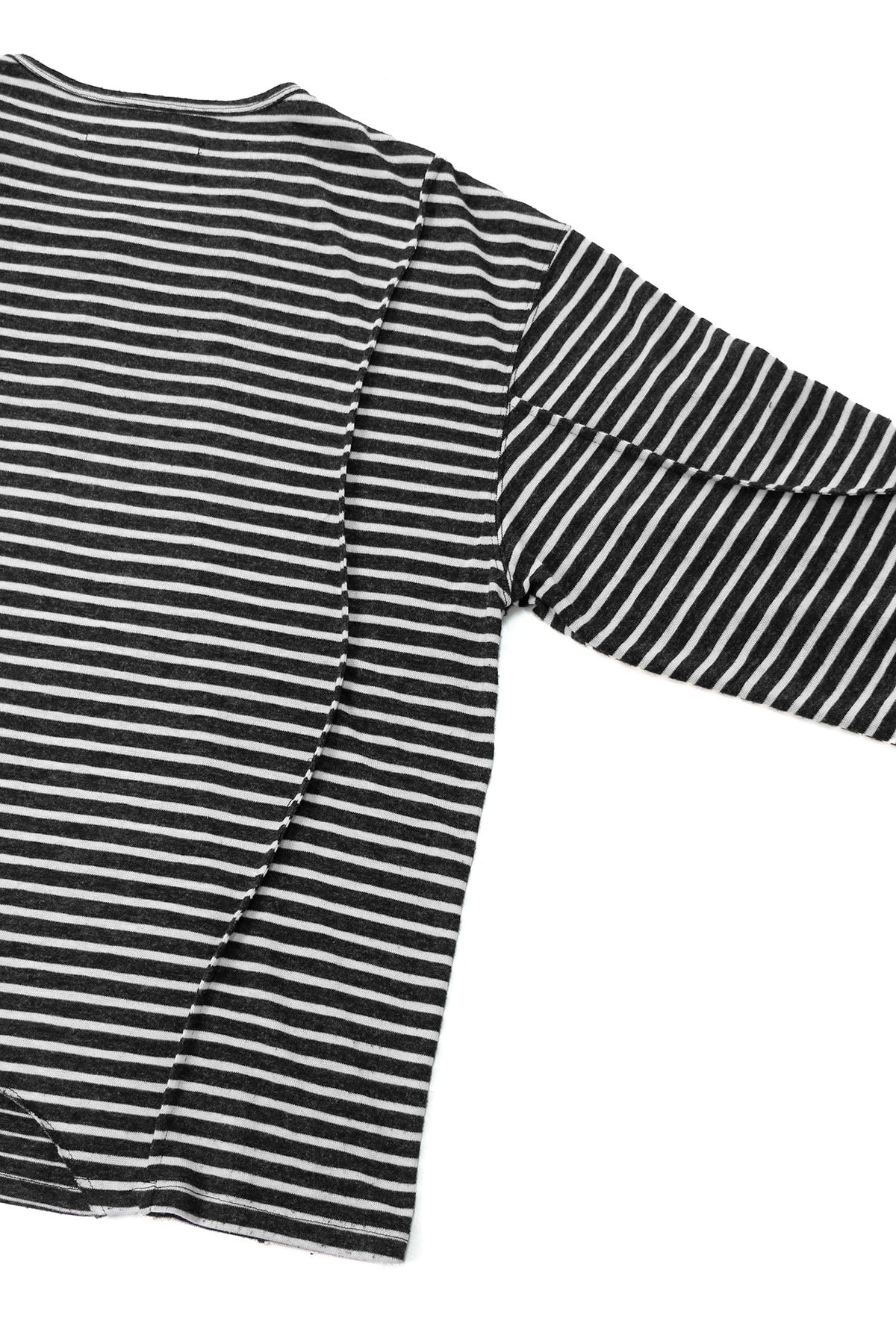 RELABEL Striped Pleated Henley Long-Sleeve Tee