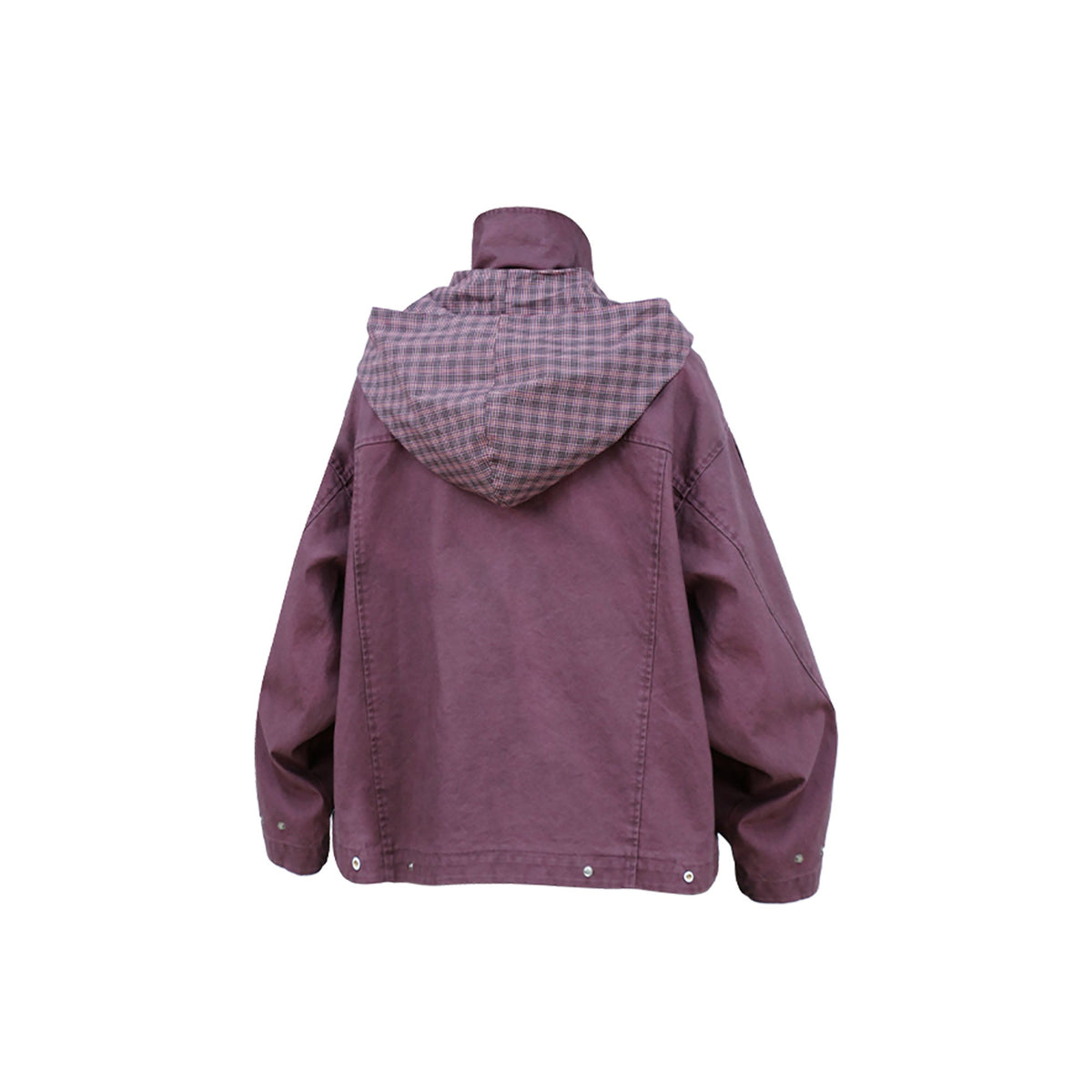 RELABEL Distressed Plaid Hood Oversized Jacket