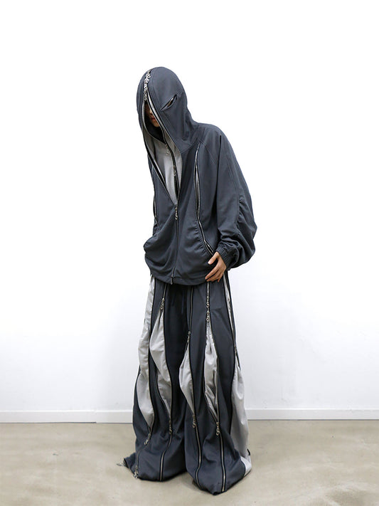RELABEL Layered Multi-Zip Mask Hood Jacket Gray