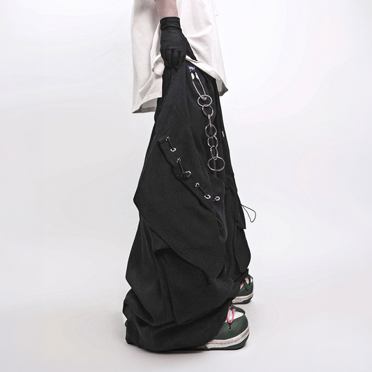 UUCSCC Multi-Pocket Curved Wide-Leg Pants