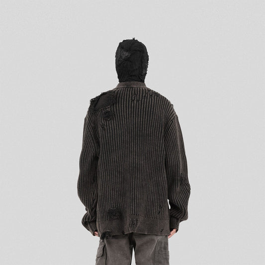 UNDERWATER Wasteland Ripped Sweater Charcoal