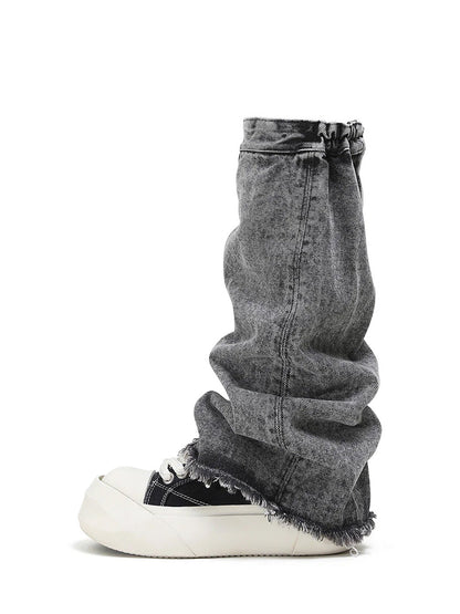 Denim Bare Look Washed Platform Sneakers