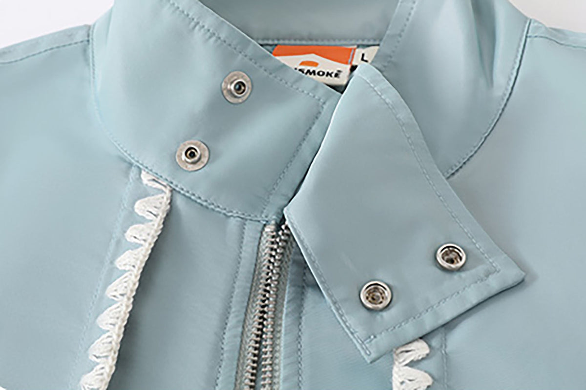 DONSMOKE Glossy Contrast Whipstitch Bomber Jacket