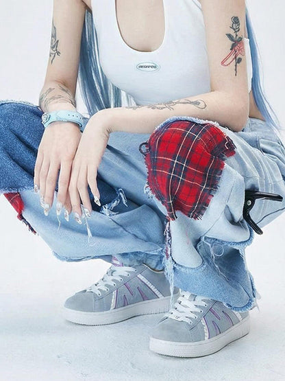 Suede Platform Sneakers with Three Lace Sets