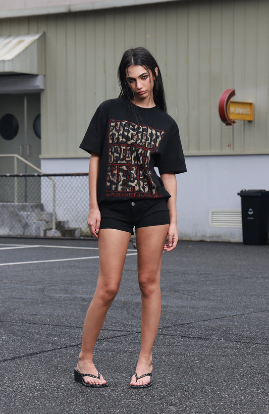 SAVAGEGROWTHWORLD Leopard Diamond Graphic T-Shirt