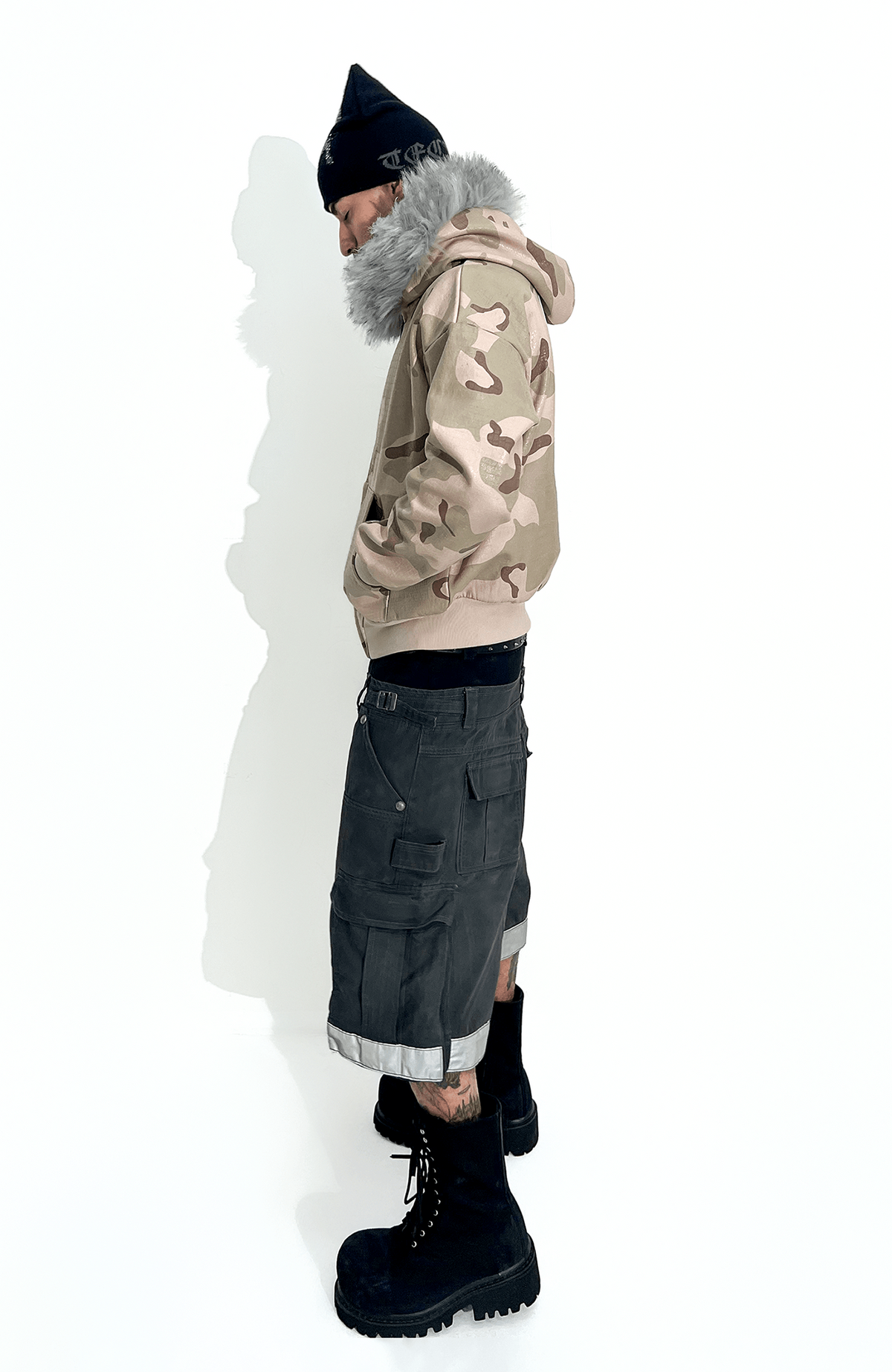 TECNINEGROUP Detachable Reflective Firefighter Cargo Pants Gray