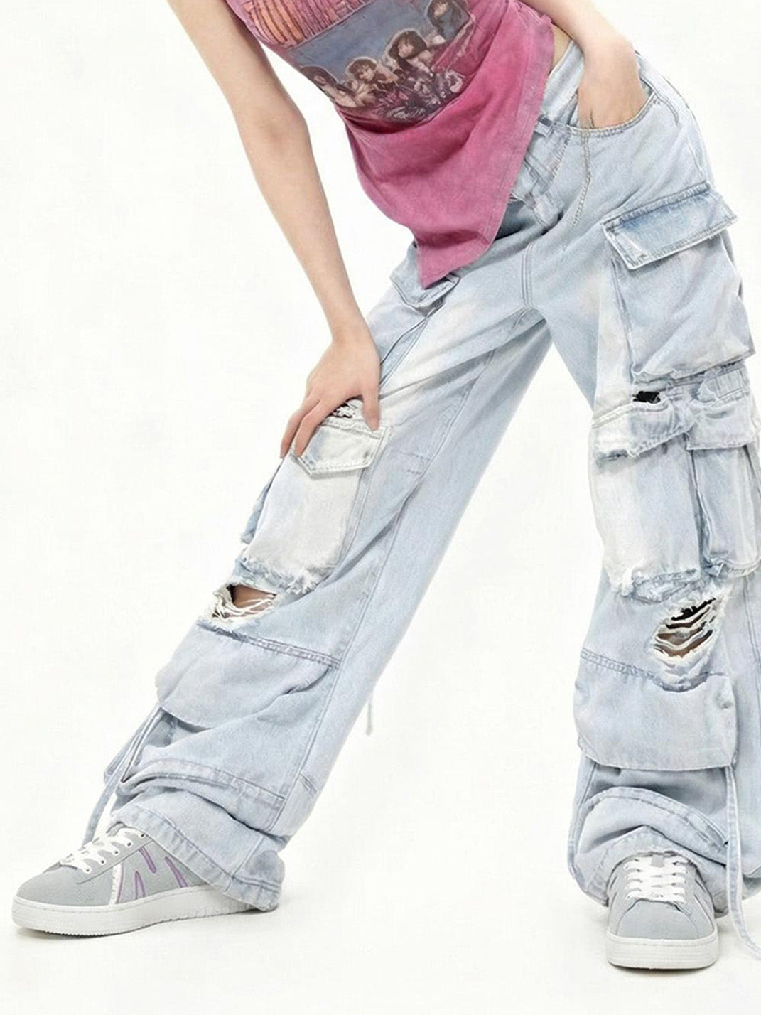 Suede Platform Sneakers with Three Lace Sets