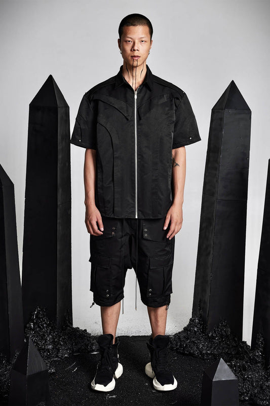 SSIN7 Multi-Pocket Satin Drawstring Shorts