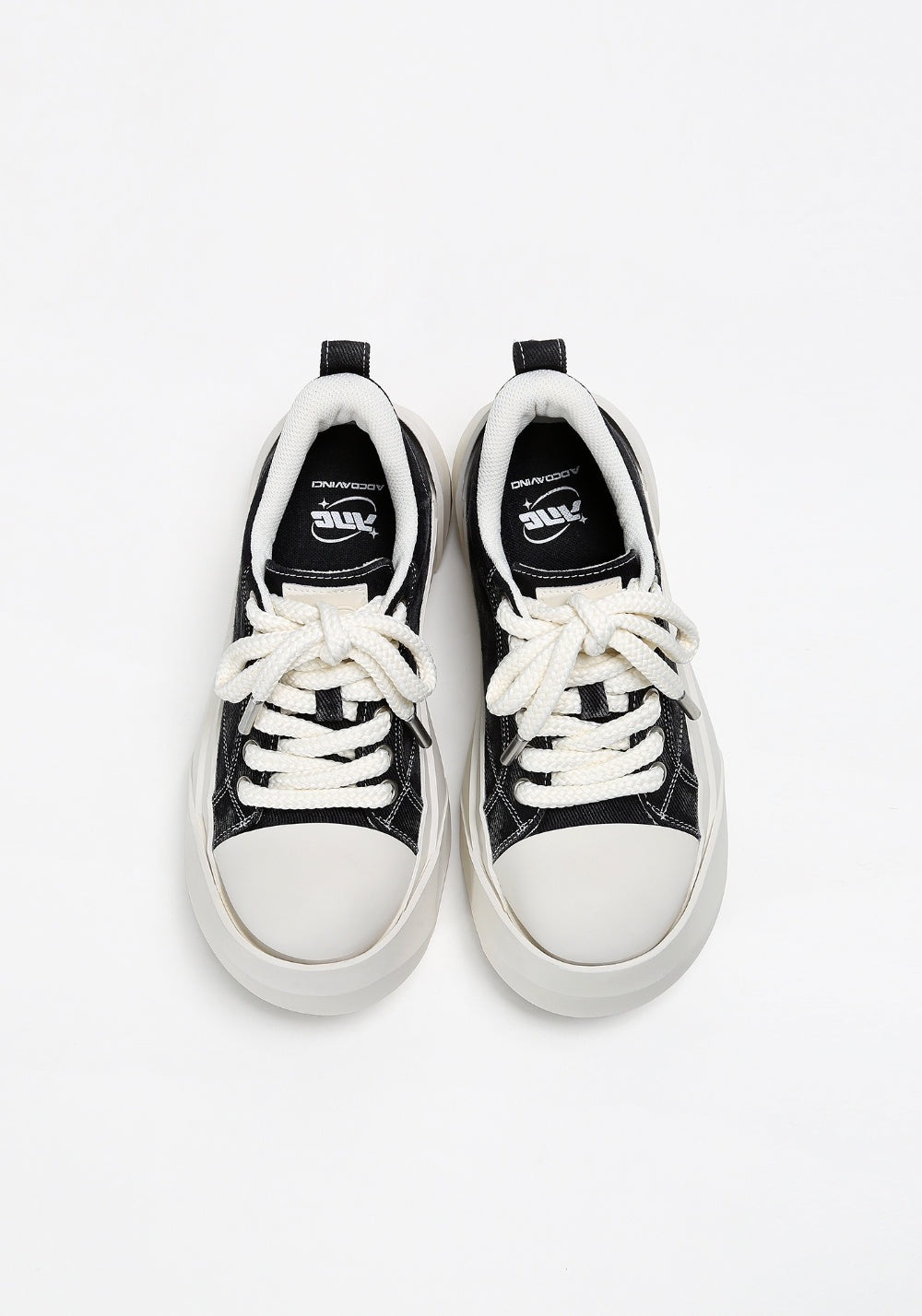 Denim Bare Look Washed Platform Sneakers