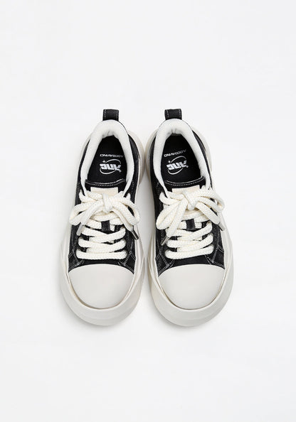 Denim Bare Look Washed Platform Sneakers
