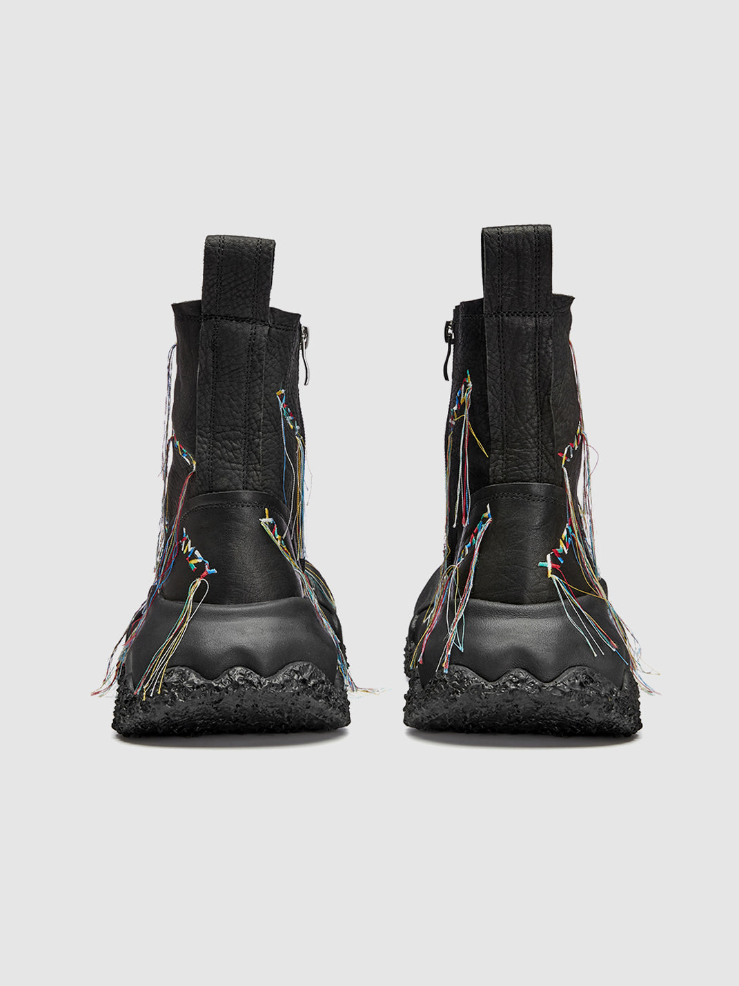 Black Geometric Planet Fringe Western Ankle Boots