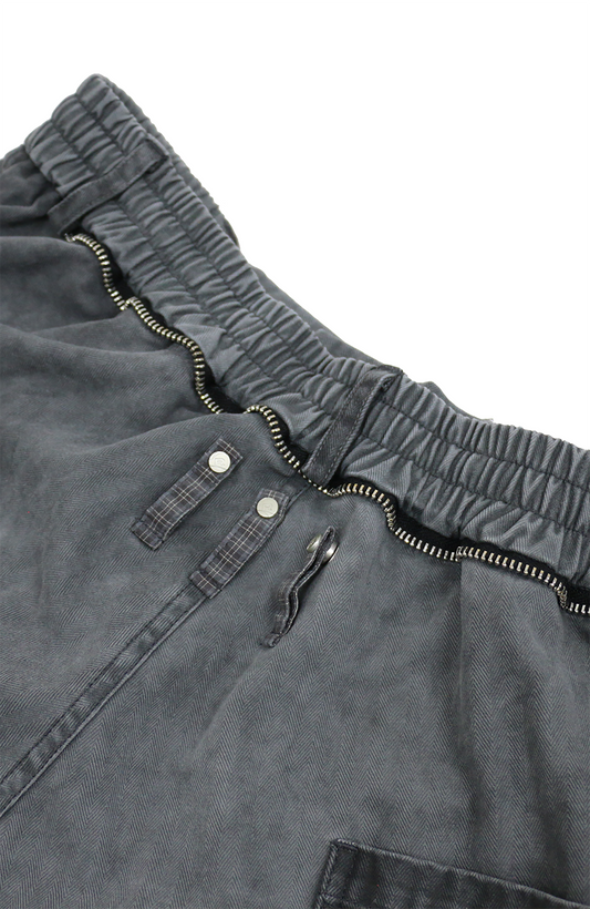 RELABEL Gradient Wash Denim Panel Balloon Pants Gray