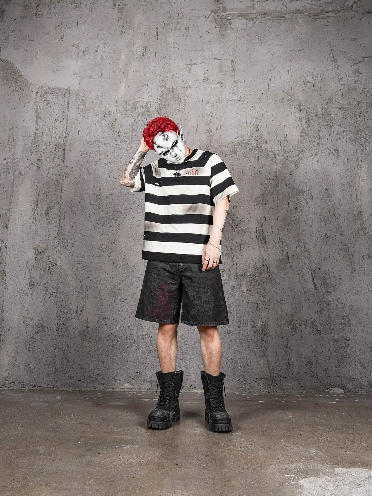 UNDERWATER The Jailbird Distressed Striped T-Shirt