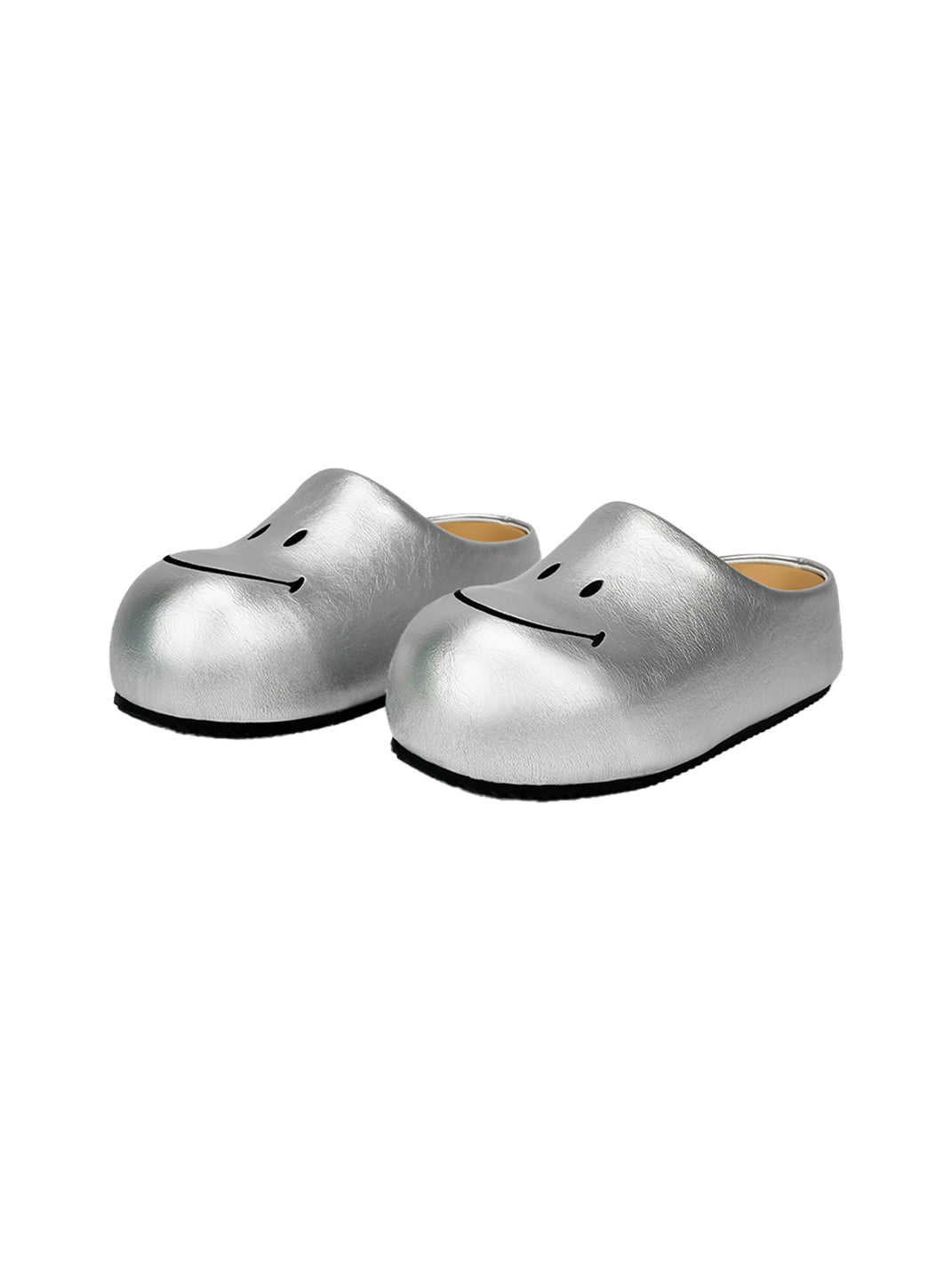 Silver Chunky Slip-On Mule Sandals