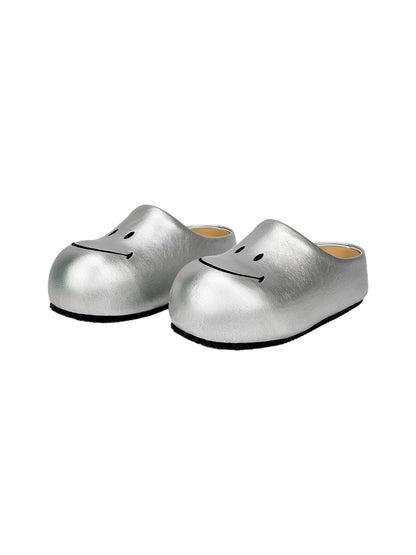 Silver Chunky Slip-On Mule Sandals