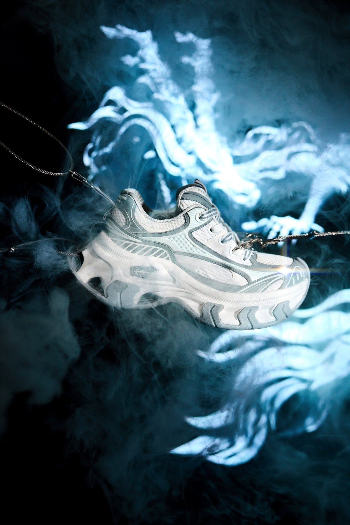 Gray-Teal Papillon Platform Sneakers