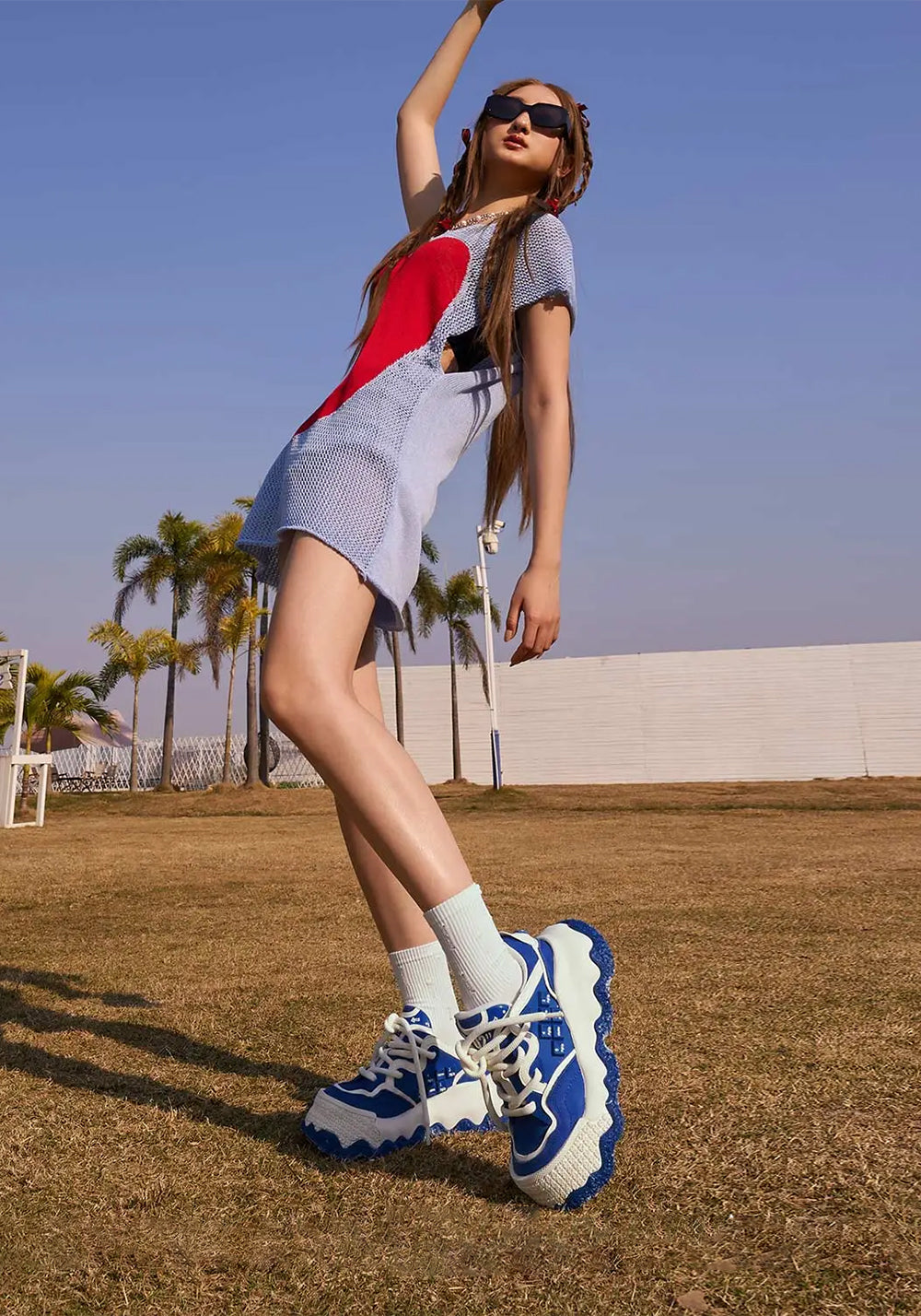Blue Stellar Nova Chunky Sole Colorblock Sneakers