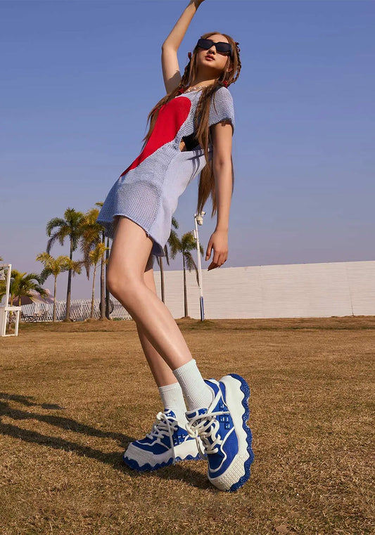 Blue Stellar Nova Chunky Sole Colorblock Sneakers