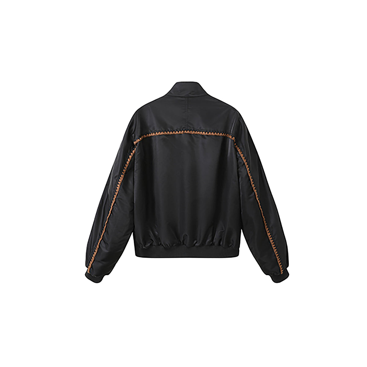 DONSMOKE Glossy Contrast Whipstitch Bomber Jacket