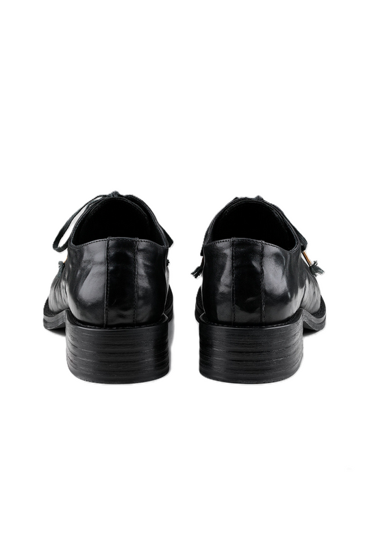 Wrinkled Leather Derby Shoes