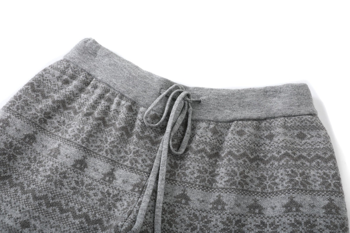 DONSMOKE Fair Isle Knit Wide-Leg Pants