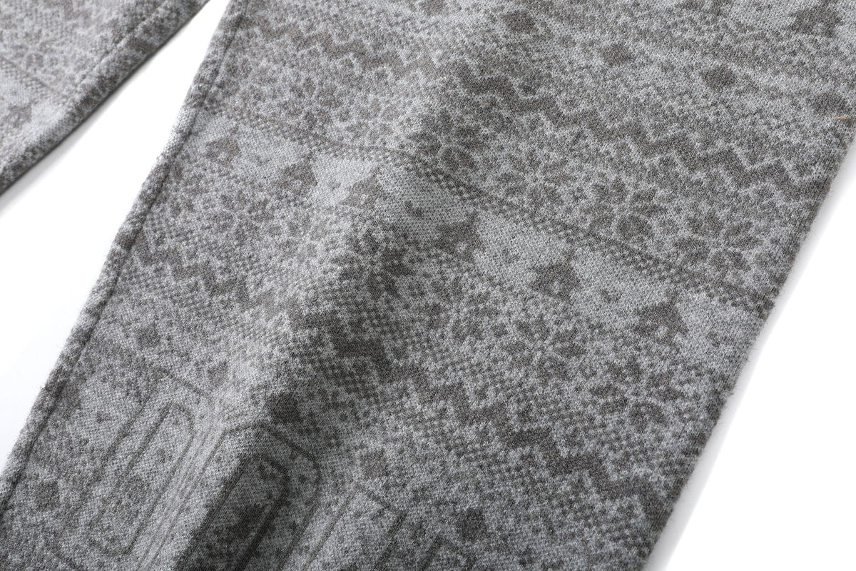 DONSMOKE Fair Isle Knit Wide-Leg Pants