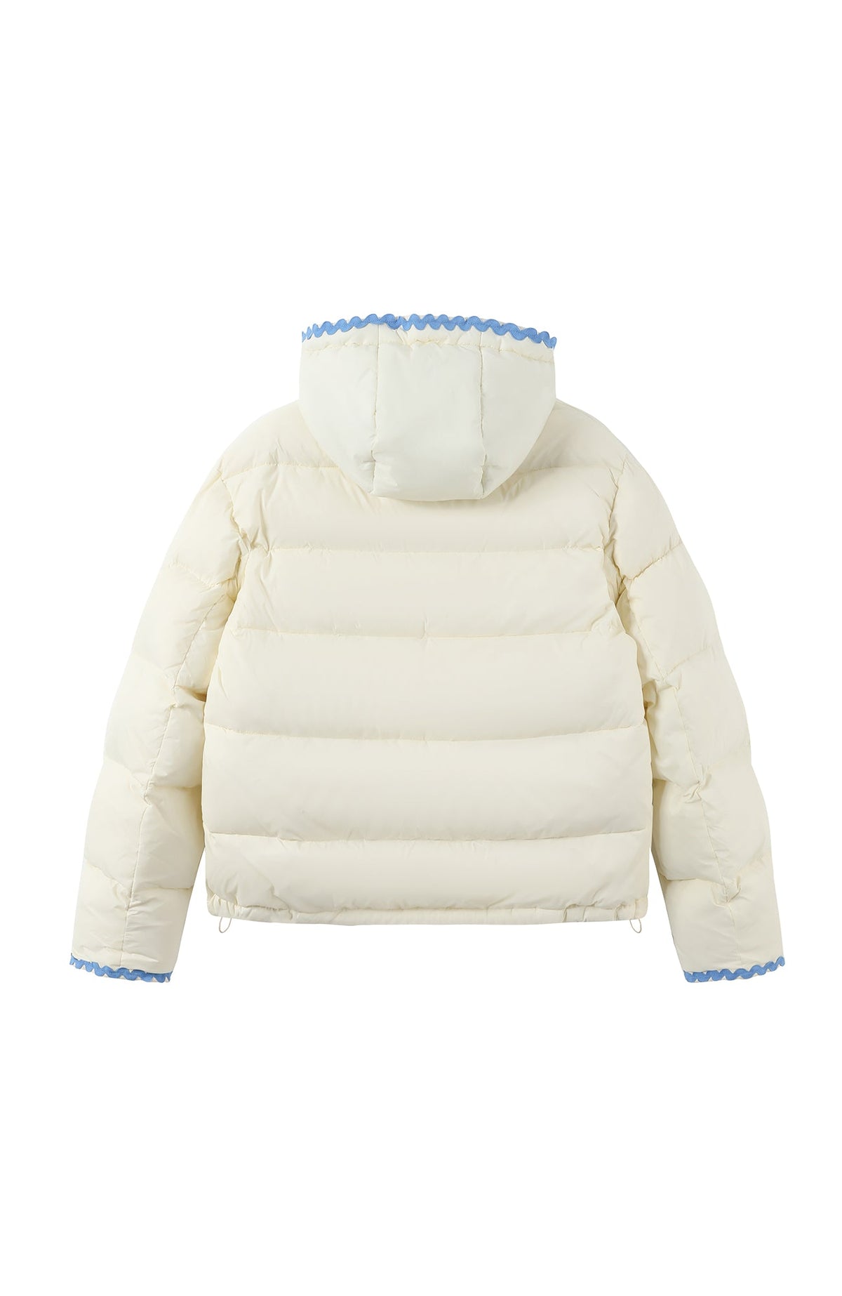 DONSMOKE Wavy Trim Hooded Down Puffer